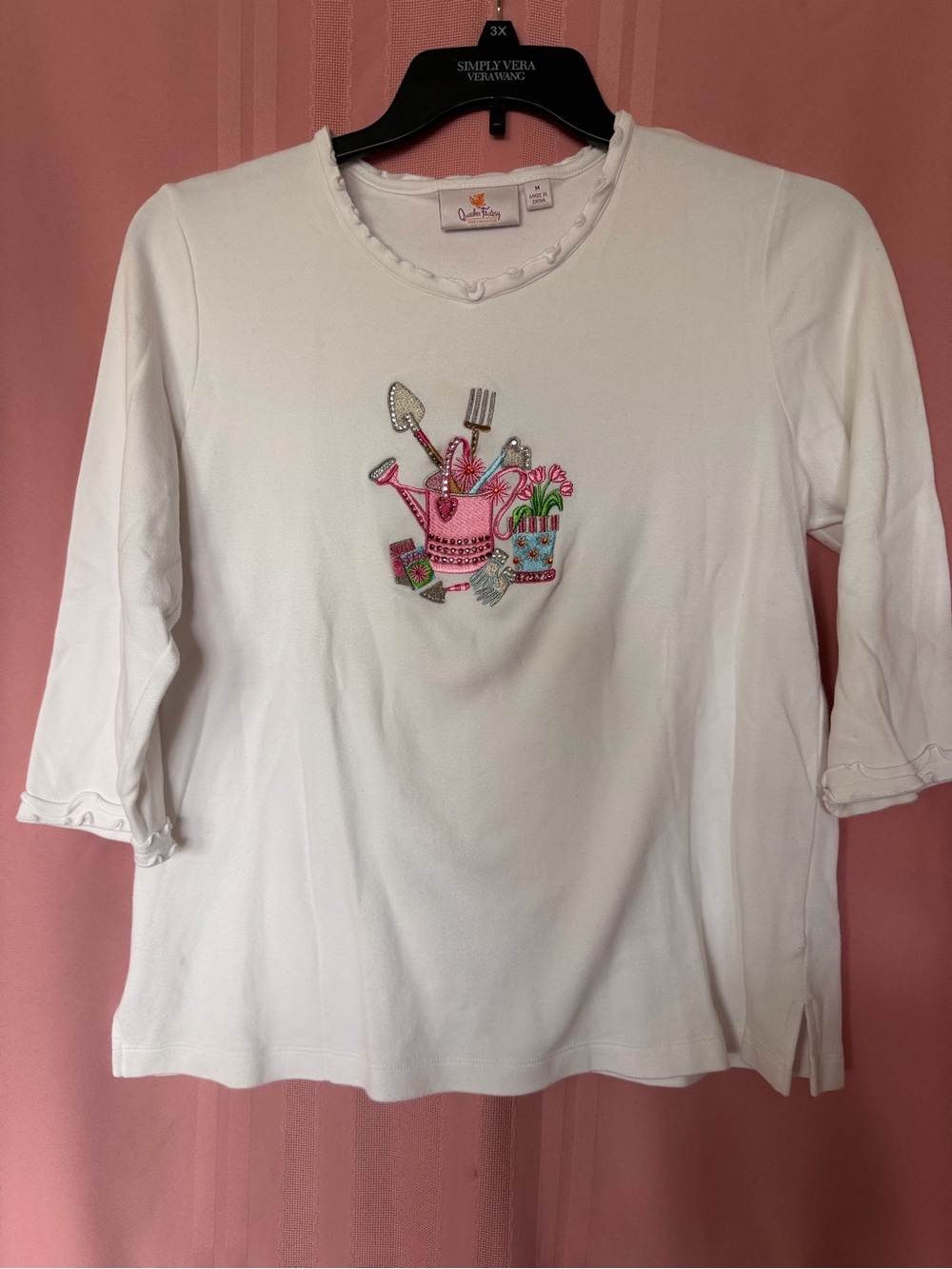 Quacker Factory White Girls' Gardening Embroidered Tunic